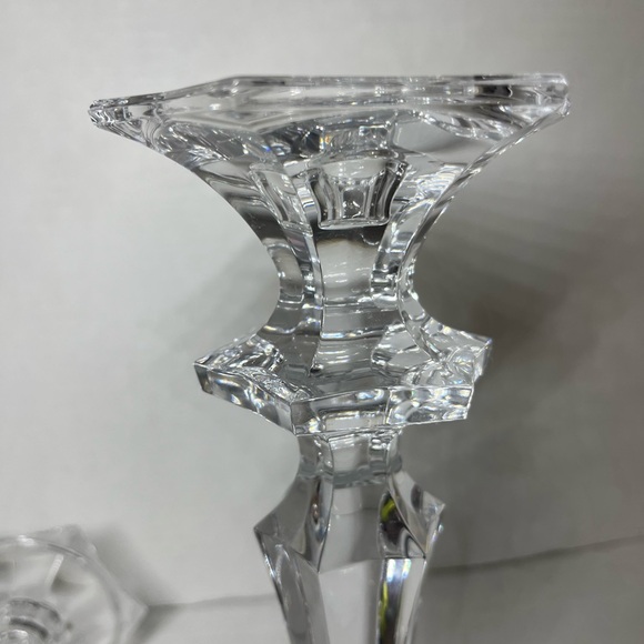 Pair of Tall Crystal Clear Candle Holders 10” - Picture 4 of 8